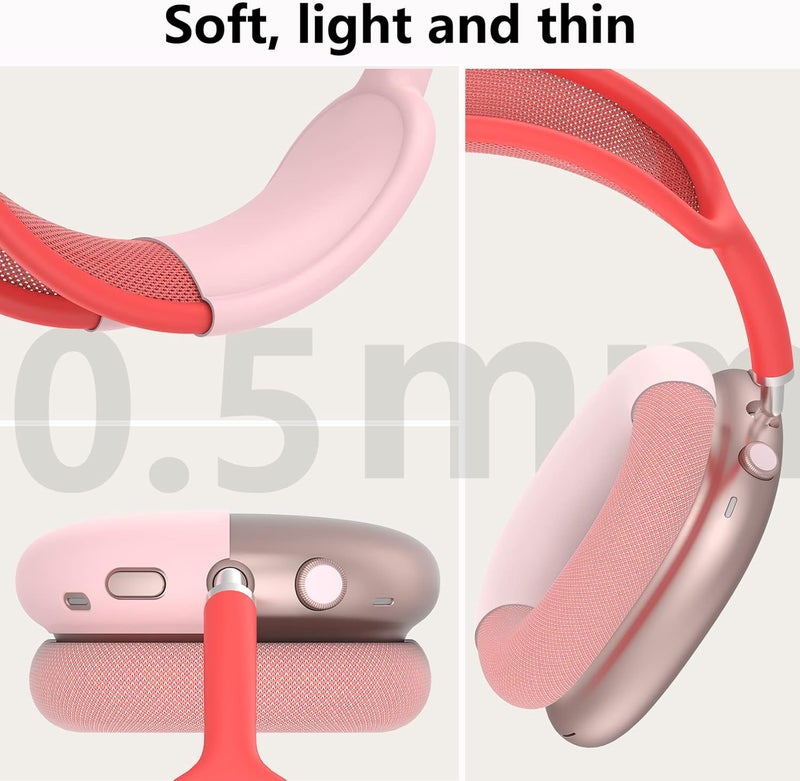 MINDRESY Silicone Case Cover for AirPods Max Headphones, Ear Pad Case Cover/Ear Cups Cover/Headband Cover for AirPods Max (USB-C/Lightning)(2024/2020),Accessories Silicone Protector for Apple AirPods Max, Pink | Ear Pad Case Cover, Ear Cups Cover, Headband Cover, USB-C, Lightning, 2024 - Image 5